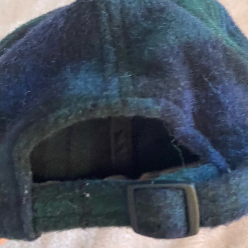 Wool Black watch plaid Adjustable Cap with leather rim. - Picture 3 of 3